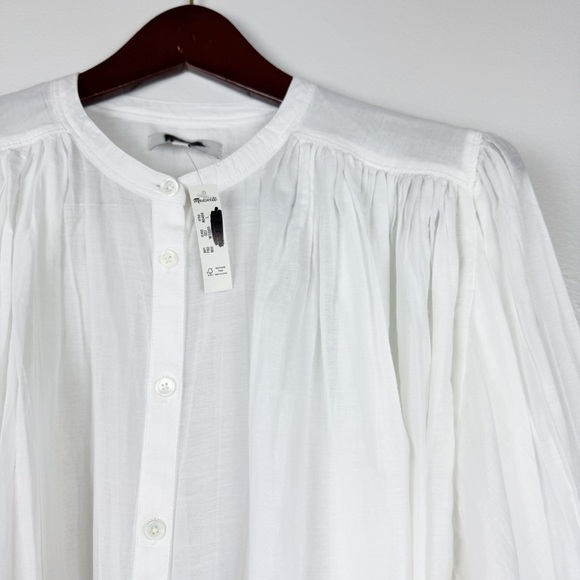 Madewell Lightweight Balloon-Sleeve Button Down Top White Size L NWT - Picture 3 of 6